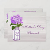 Maurer-Glas u. lila Brunch der Hydrangea-Mutter Einladung (Vorne/Hinten)