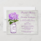 Maurer-Glas u. lila Hydrangea-Grau-Brautparty Einladung (Rückseite)
