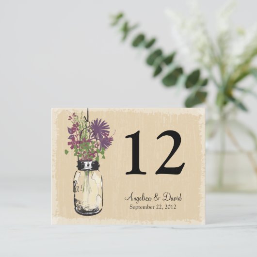 Maurer-Glas-u. Wildblumen-Tabellen-Karte Postkarte (Stehend Vorderseite)