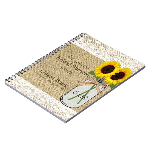 Maurer-Glas-und Sonnenblume-Brautparty-Gast-Buch | Notizblock (Linke Seite)