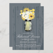 Maurer-Glas und Sonnenblume-Proben-Abendessen Einladung (Vorne/Hinten)