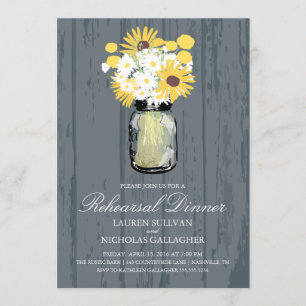 Maurer-Glas und Sonnenblume-Proben-Abendessen Einladung