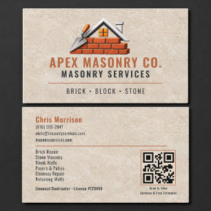 Maurer-Mauerwerks-QR-Code-Professional Visitenkarte