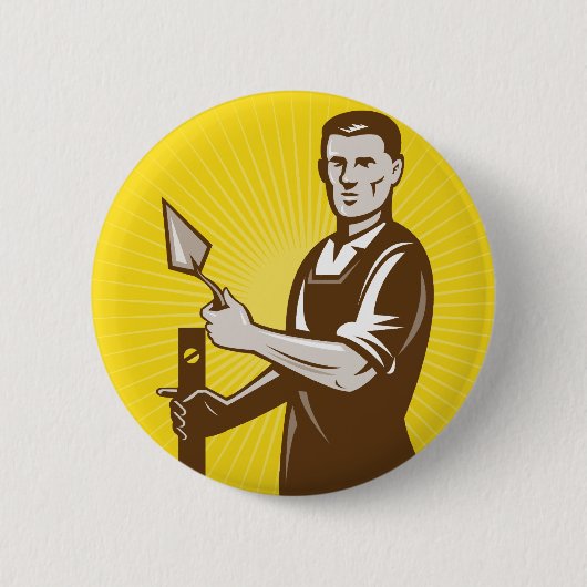 Maurer Plasterer-Bauarbeiter Button (Vorderseite)