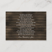 Maurerbaum Glas rustikale Hochzeitskarte Begleitkarte (Rückseite)