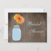 Maurerglas-u. Gerbera-Gänseblümchen-rustikales Einladung (Vorderseite)