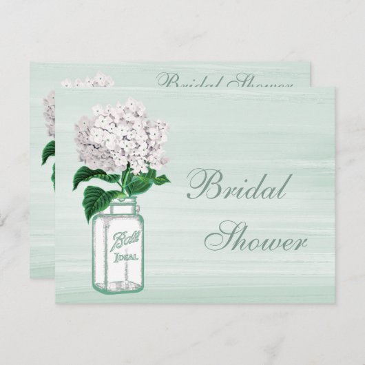 Maurerglas-u. Hydrangea-rustikales tadelloses Einladung (Vorne/Hinten)