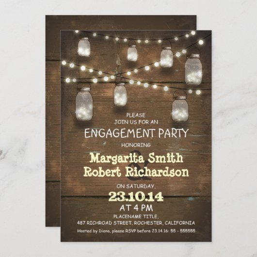 Maurergläser mit Lichteffekt Einladung (Vorne/Hinten)