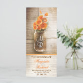 Maurerjar mit orangefarbenen Blume Hochzeitsprogra Programm (Stehend Vorderseite)