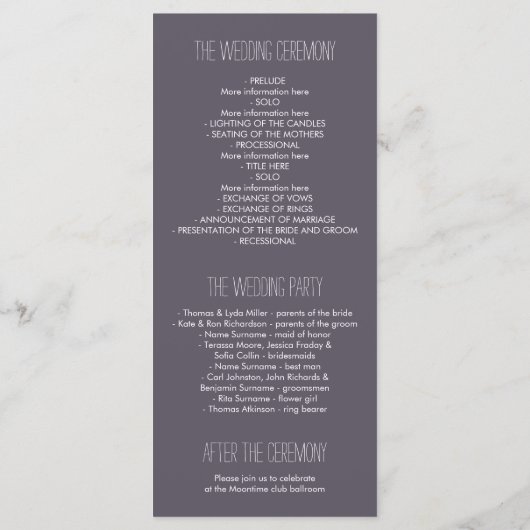 Maurerkirsche und Glühwürmchen rustikale Hochzeits Programm (Rückseite)