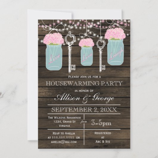 Maurerkirschen aus Stallholz Schlüssel rustikale H Einladung (Vorderseite)