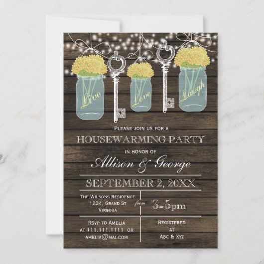 Maurerkirschen aus Stallholz Schlüssel rustikale H Einladung (Vorderseite)