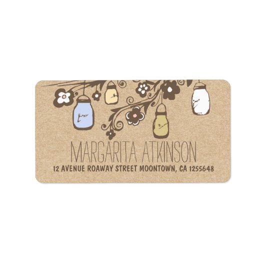 Maurerkirschen kraft rustikale Hochzeitsplatten Adressaufkleber (Vorne)