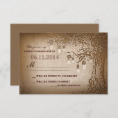 Maurerkrüste Baum rustikale Hochzeitskarten RSVP Karte (Vorne/Hinten)