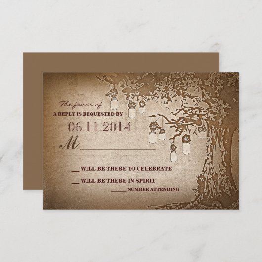 Maurerkrüste Baum rustikale Hochzeitskarten RSVP Karte (Vorne/Hinten)