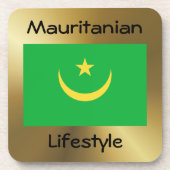 Mauretanien Flag+Text-Untersetzer Getränkeuntersetzer (Vorderseite)