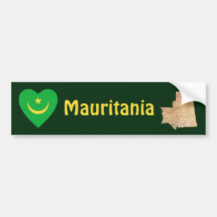 Mauretanien Flaggenherz + Karte Autoaufkleber