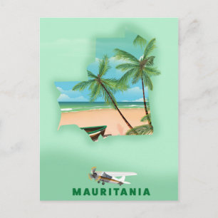 Mauretanien illustrierte Reisekarte Poster Postkarte