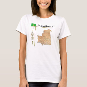 Mauretanien Karte + Flagge + Titel T-Shirt