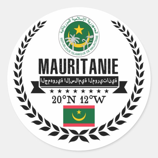 Mauretanien Runder Aufkleber (Vorderseite)
