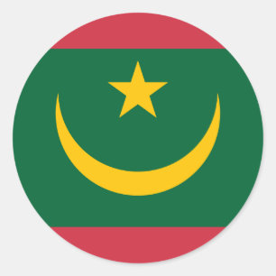 Mauretanienflagge, Flagge Mauretaniens Runder Aufkleber
