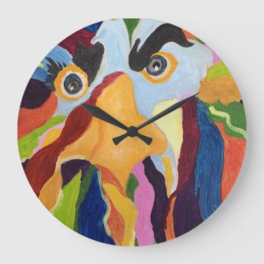 Maurice Angry Rooster Wall Clock Große Wanduhr (Vorderseite)