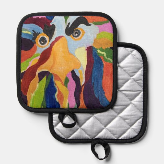 MauriceAngryRooster Square Topflappen (Vorderseite/Rückseite)