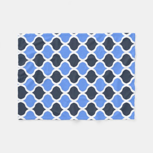 Maurisch Arabesque (Kornblume und Schwarz) Fleecedecke (Vorderseite (Horizontal))