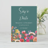 Maurisch-orange-rosa Flora Save the Date Einladung (Stehend Vorderseite)