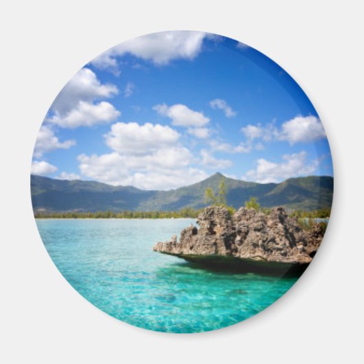 Mauritius Beach Round Magnet (Vorne)