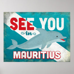Mauritius-Delfin - Retro Vintage Reise Poster