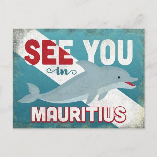 Mauritius Dolphin - Retro Vintage Travel Postkarte (Vorderseite)