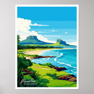 Mauritius East Africa Reisen Vintage Illustration Poster