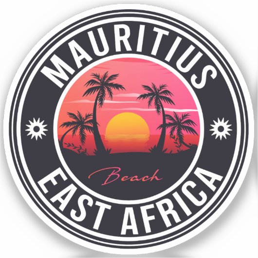 Mauritius East Africa Retro Sunset Souvenirs 60er Aufkleber (Vorderseite)