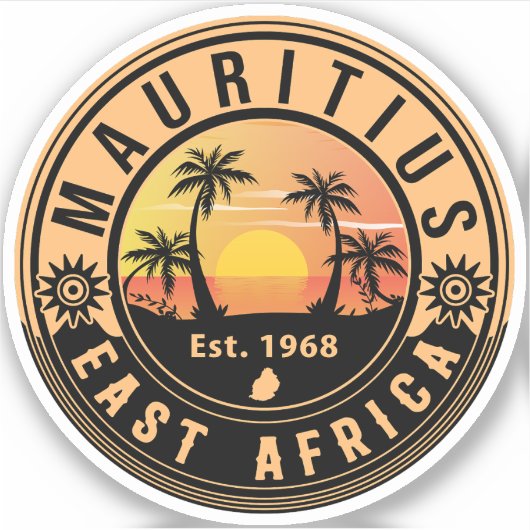 Mauritius East Africa Retro Sunset Souvenirs 60er Aufkleber (Vorderseite)