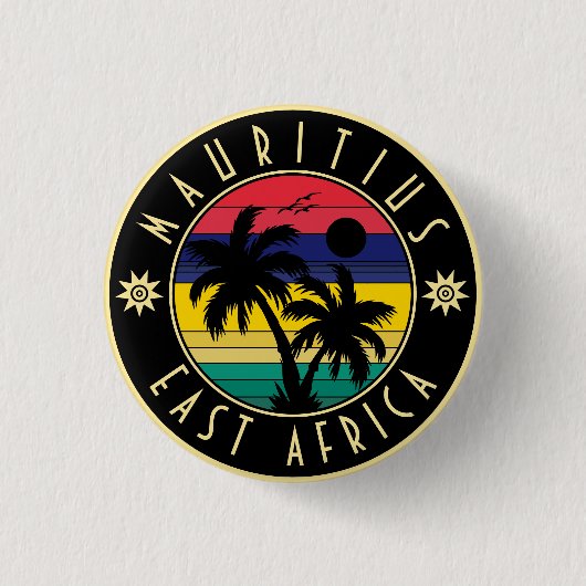 Mauritius East Africa Retro Sunset Souvenirs 60er Button (Vorderseite)