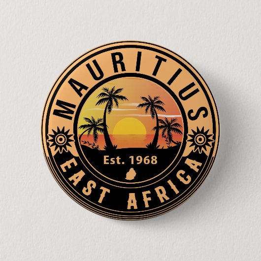 Mauritius East Africa Retro Sunset Souvenirs 60er Button (Vorderseite)