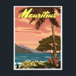 Mauritius East Africa Vintage Reise Palme Postkarte<br><div class="desc">Vintag,  Retro,  Reisen,  modern,  Aquarell,  klassisch,  Mauritius Indischer Ozean,  Mauritius Ostafrika,  Mauritius, </div>