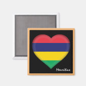 Mauritius Fahne & Herz, Afrika - Urlaub /Sport Magnet (Vorderseite/Rückseite)
