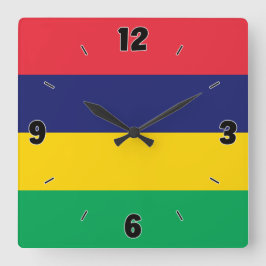 Mauritius Flag Patriotic Quadratische Wanduhr