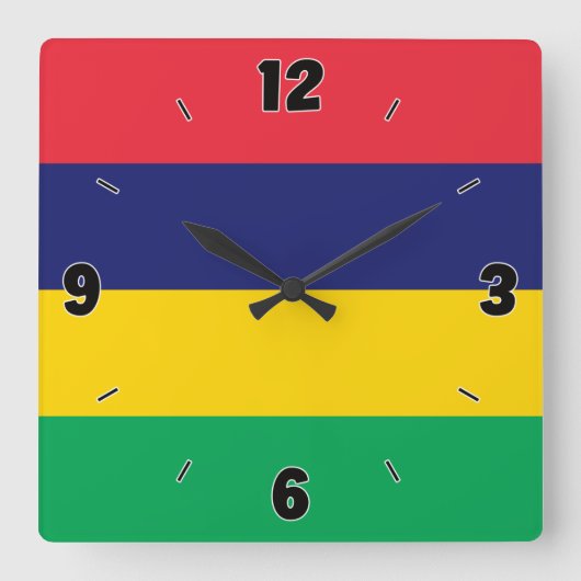 Mauritius Flag Patriotic Quadratische Wanduhr (Vorderseite)