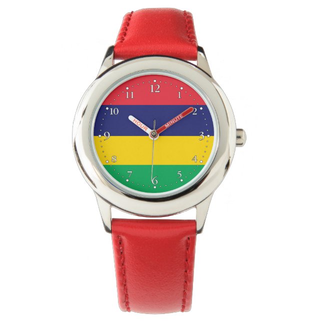 Mauritius-Flagge Armbanduhr (Vorderseite)