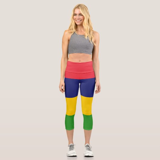 Mauritius-Flagge Capri Leggings (Vorderseite)