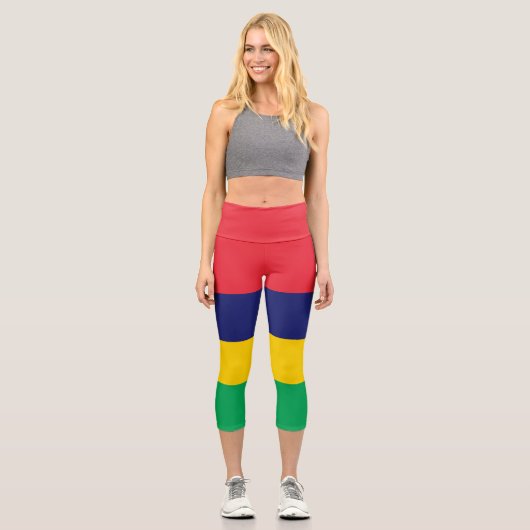 Mauritius-Flagge Capri Leggings (Vorderseite)
