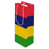 Mauritius-Flagge Geschenktüte Für Weinflaschen (Vorderseite Schrägansicht)