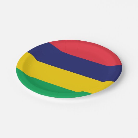 Mauritius-Flagge Pappteller (Schrägansicht)