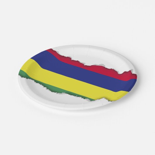 Mauritius-Flagge Pappteller (Schrägansicht)