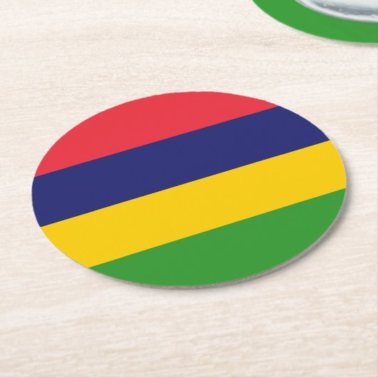Mauritius-Flagge Runder Pappuntersetzer (Angewinkelt)
