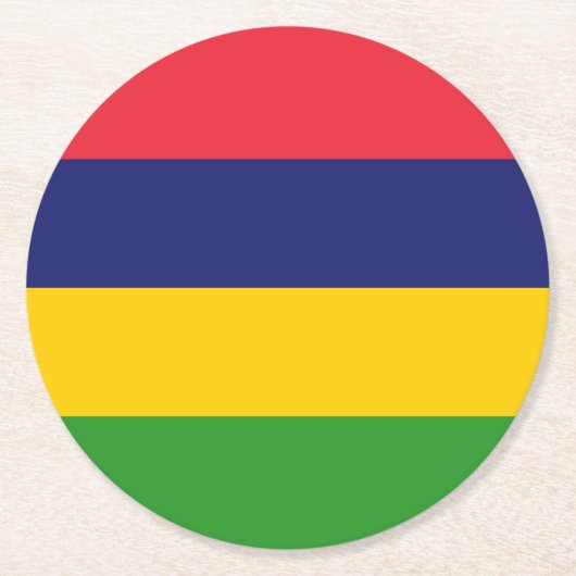 Mauritius-Flagge Runder Pappuntersetzer (Vorderseite)