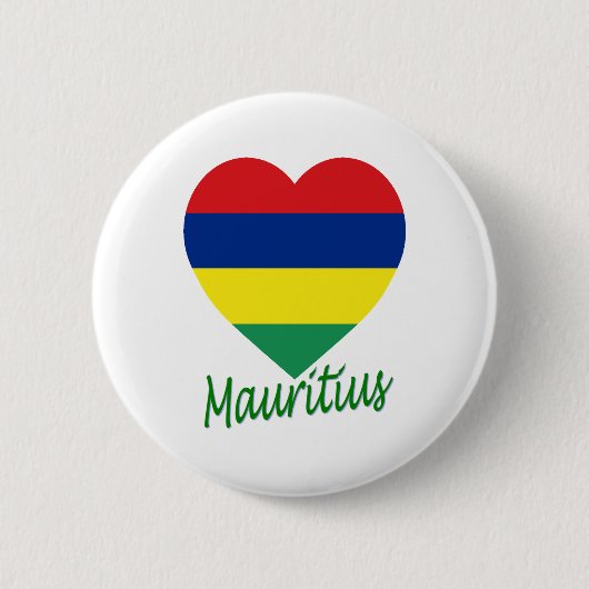 Mauritius-Flaggen-Herz Button (Vorderseite)